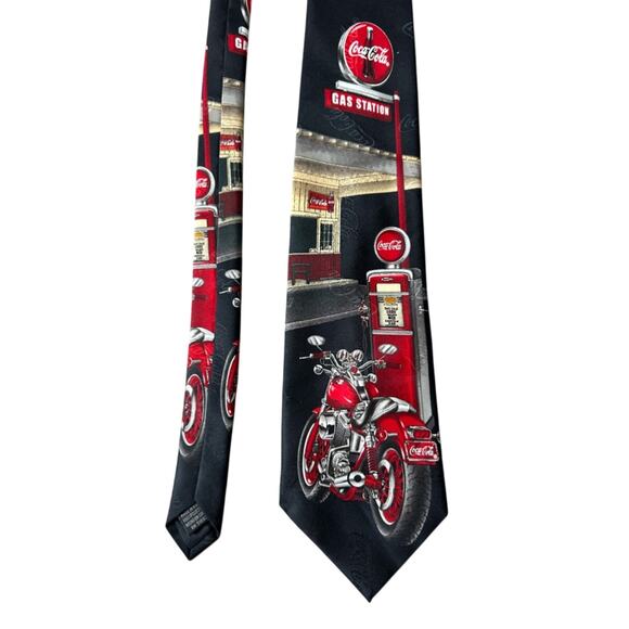 OSFM- retro Biker Harley- coco cola novelty tie- black red- men’s - Picture 1 of 4
